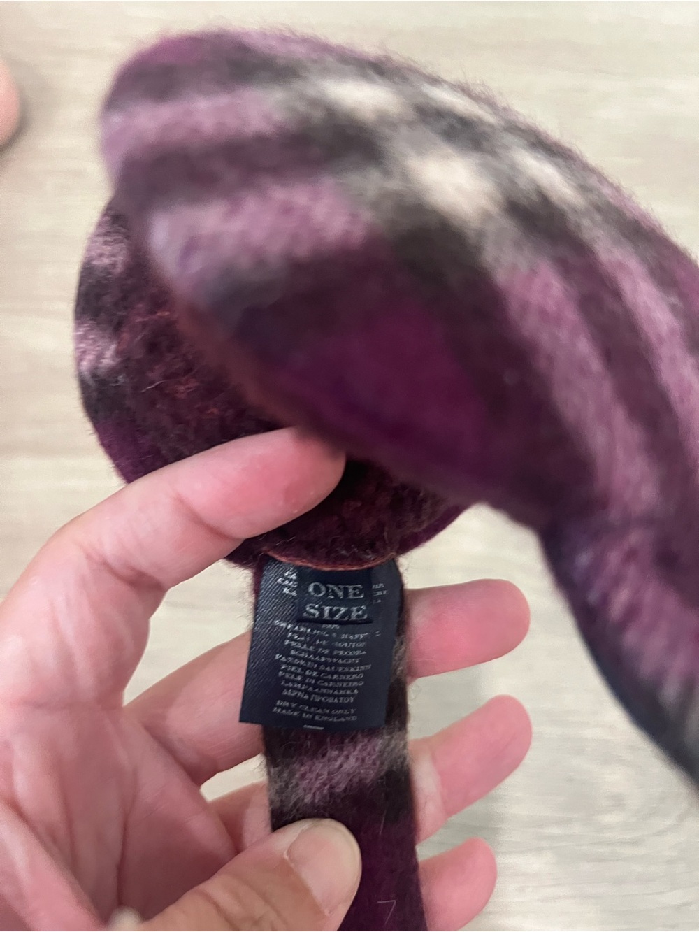 BURBERRY London Purple Plaid Check Cashmere Wool Earmuffs Earmuff One Size - Picture 6 of 7